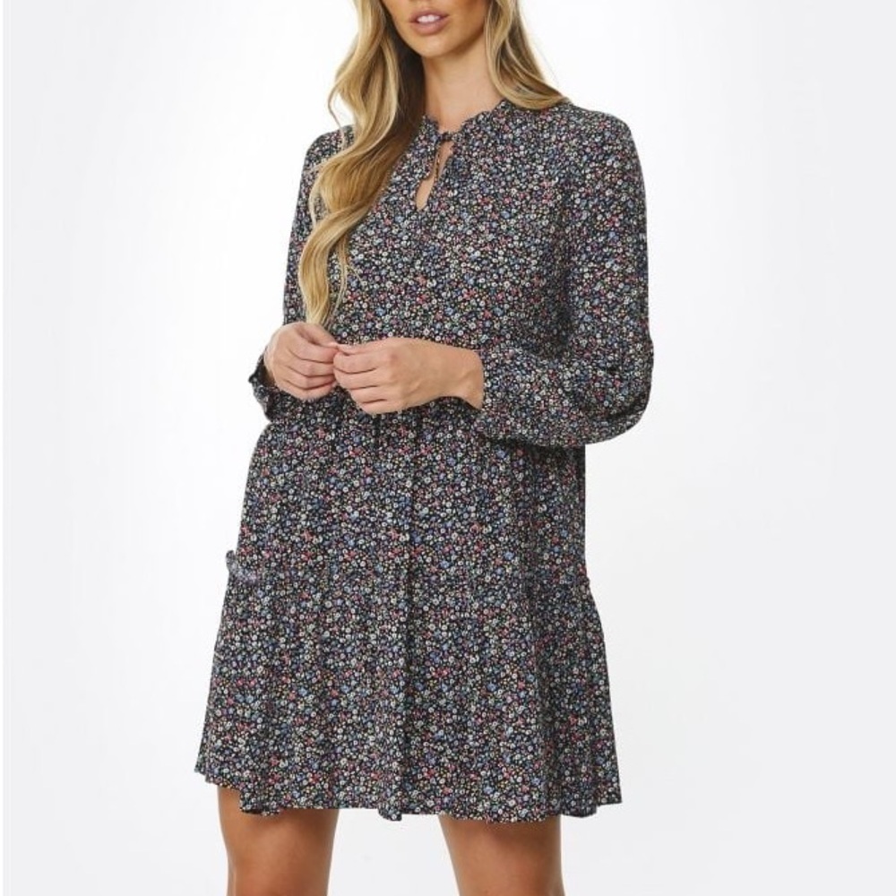 Rails Everly Floral Tiered Long Sleeve Freesia Mini Dress